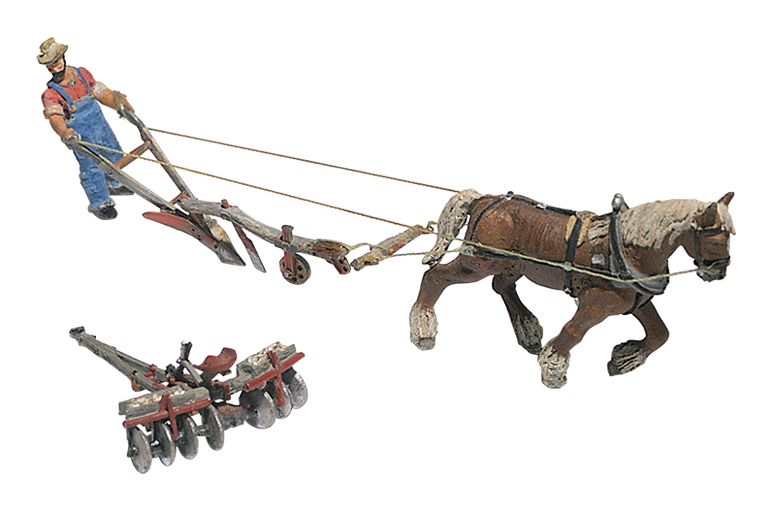 HO Gauge Woodland Scenics D210 Plow, Disc, Horse & Man