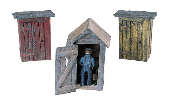 HO Gauge Woodland Scenics D214 3 Outhouses and Man